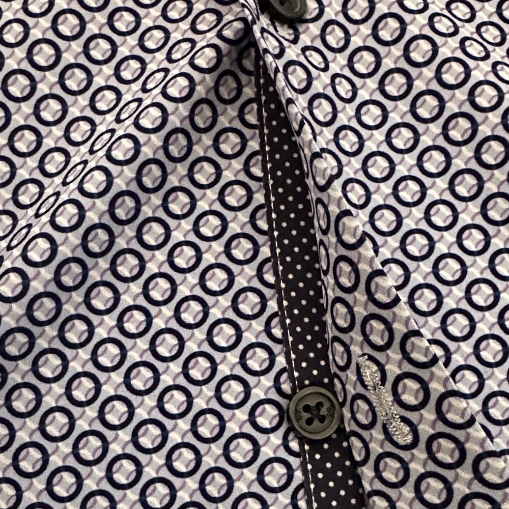 Stylish Navy Patterned Button-Down Shirt - image 5